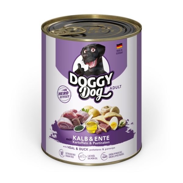 24x800g Doggy Dog Adult kalfsvlees & eend natvoer voor honden