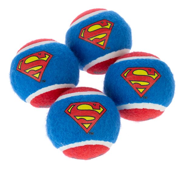 Warner Bros™ DC Superman tennisbal set 4 stuks (Ø6.3cm elk) hondenspeeltje