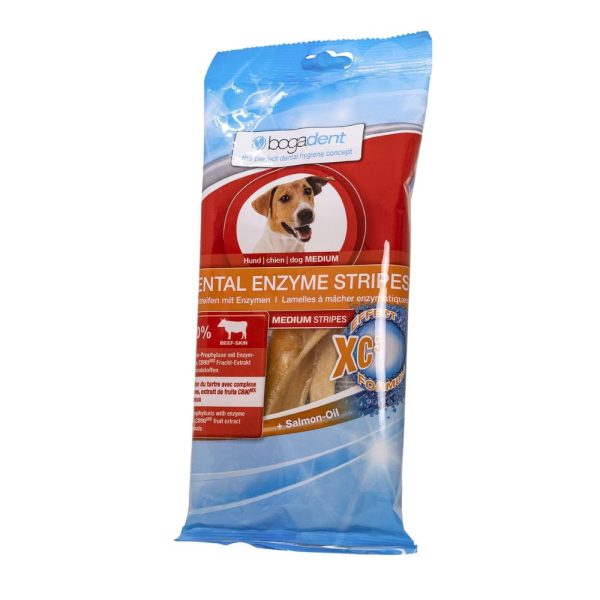 100g Bogadent Dental Enzyme Stripes Medium Rund Hondensnacks