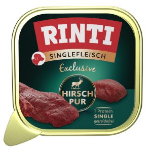 10x150g RINTI Enkelvoudig Vlees Exclusief Hert Hondenvoer nat