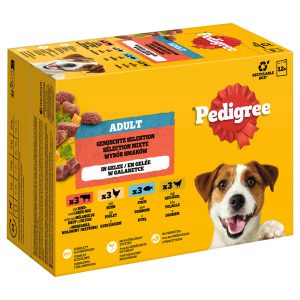 Pedigree Maaltijdzakjes Multipack - voordeelverpakking: Gemengde selectie in gelei (4 soorten) 48 x 100 g
