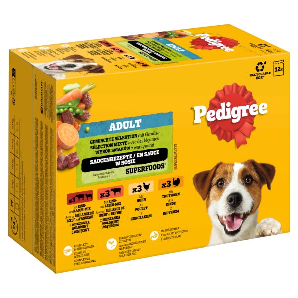 Pedigree Maaltijdzakjes Multipack - Gemengde selectie in saus (4 soorten) 12 x 100 g