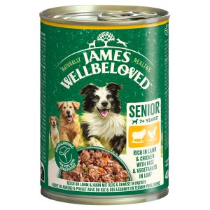 Voordeelpakket: 24x400g James Wellbeloved Senior Dog Hypoallergenic Lam en Kip in paté natvoer voor honden