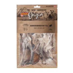 Dubbelpak:  2 x 100g DeliBest Origin konijnenoren met bont hondensnacks