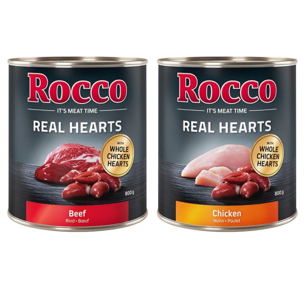 24x800g Real Hearts 2 verschillende smaken Rocco Hondenvoer