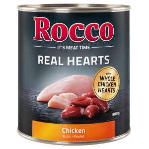24x800g Real Hearts Kip met hele Kippenharten Rocco Hondenvoer
