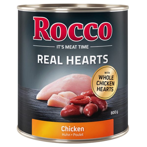 24x800g Real Hearts Kip met hele Kippenharten Rocco Hondenvoer