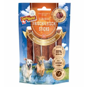 10x10cm Struisvogelvleessticks DeliBest Hondensnacks