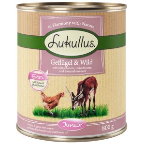 6x800g Junior Gevogelte & Wild Lukullus Hondenvoer