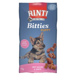 2x75g Extra Puppy Bitties Kip & Rund Kip & Eend RINTI Hondensnacks