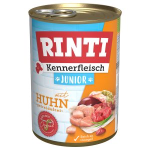 Voordeelpakket Rinti "Kennerfleisch"  24 x 400 g Hondenvoer - Junior: Kip