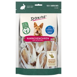 6x100g Konijnenoren met Vacht Dokas Hondensnacks