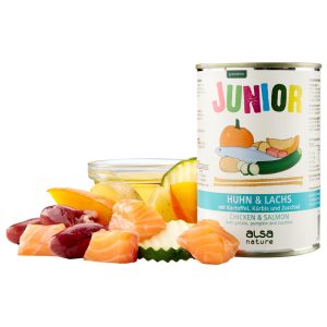 alsa-nature Puppy en Junior Kip & zalm met aardappel, 400 g, Aantal: 12 x 400 g