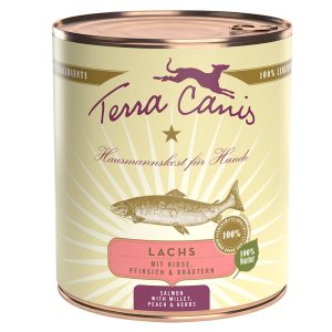 6x800g Terra Canis Zalm met gierst, perzik en kruiden nat hondenvoer