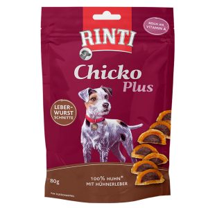 3x80g Chicko Plus Leverworstplakjes RINTI Hondensnacks