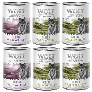 6 x 400 g Wolf Of Wilderness Lam & Kip, Eend & Kalf Honden Natvoer