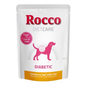 Rocco Diet Care Diabetic Kip & Rund met Rijst 300 g - Zakje Hondenvoer 24 x 300 g