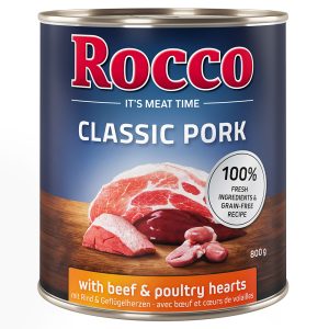12x800g Rund & Gevogelteharten Classic Pork Rocco Hondenvoer