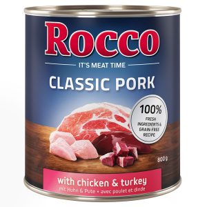12x800g Kip & Kalkoen Classic Pork Rocco Hondenvoer
