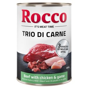 Rocco Classic Trio di Carne - 6 x 400 g Hondenvoer - Rundvlees, Kip & Wild
