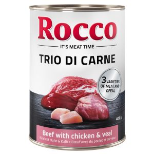 Rocco Classic Trio di Carne - 6 x 400 g Hondenvoer - Rundvlees, Kip & Kalfsvlees