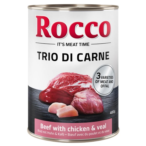 Rocco Classic Trio di Carne - 6 x 400 g Hondenvoer - Rundvlees, Kip & Kalfsvlees