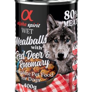 4 + 2 Gratis! Alpha Spirit Gehaktballen voor honden 6 x 400 g - Edelhert & rozemarijn