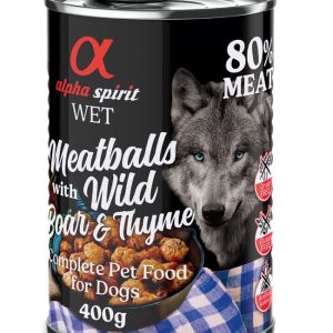 4 + 2 Gratis! Alpha Spirit Gehaktballen voor honden 6 x 400 g - Wild zwijn & tijm
