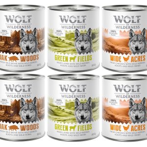 6x800g Adult Mixpakket III (Wild Zwijn, Kip, Lam) Wolf of Wilderness "Expedition" Hondenvoer