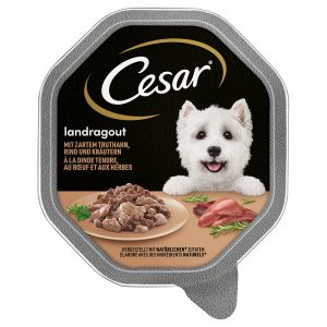 14x150g Landragout Kalkoen/Rund/Kruiden Cesar Hondenvoer Multipack