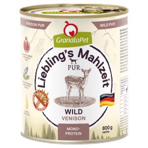 Voordeelpakket: 24x 800g GranataPet Liebling's Mahlzeit PUR Wild natvoer voor honden