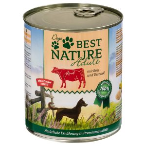 12x 800g Best Nature Dog Adult Rund, rijst & saffloerolie Hondenvoer nat