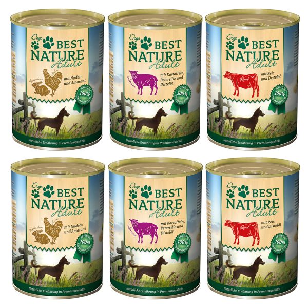 12x 400g Best Nature Dog Adult Mixpak (3 Soorten) Hondenvoer nat
