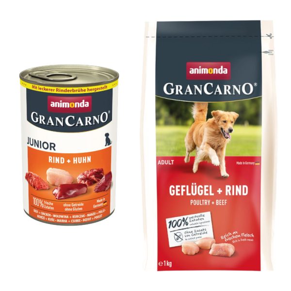 6 x 400 g Animonda GranCarno natvoer + 1 kg Animonda droogvoer gratis!