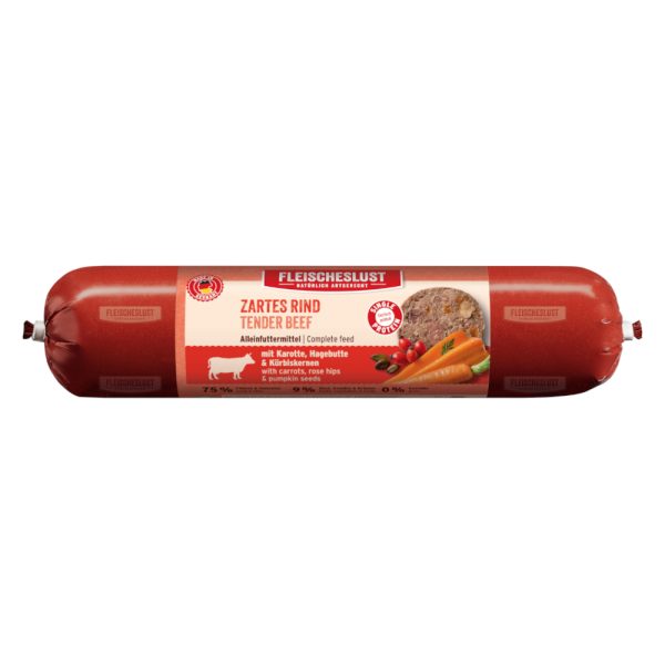 Fleischeslust natvoer voor honden – 8 x 400 g - Malse rund met wortel, rozenbottel & pompoenpitten