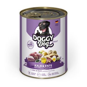 6x800g Doggy Dog Adult kalfsvlees & eend natvoer voor honden