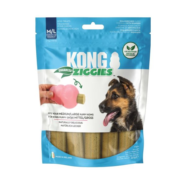 Voordeelverpakking 2x227g maat M/L KONG Ziggies Enhanced Puppy Snacks voor honden