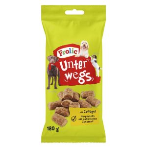 9 x 180g Frolic Unterwegs met gevogelte hondensnacks voor onderweg