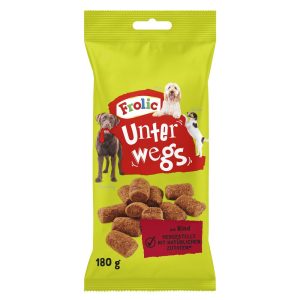 9 x 180g Frolic Unterwegs met rundvlees hondensnacks voor onderweg