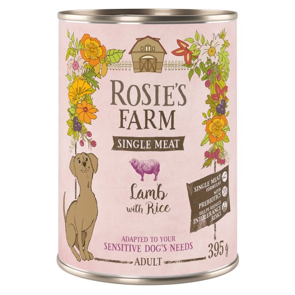 6x 395g Rosie's Farm Single Meat Adult Lam & Rijst nat hondenvoer