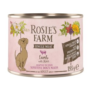 6x 195g Rosie's Farm Single Meat Adult Lam & Rijst nat hondenvoer