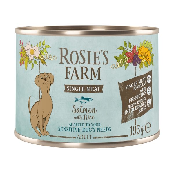 6x 195g Rosie's Farm Single Meat Adult Fish & Rijst nat hondenvoer