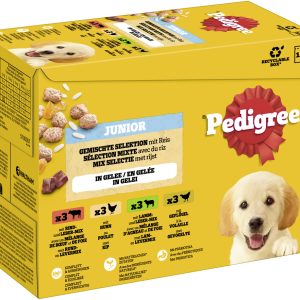Pedigree Junior vershoudzakjes 12 x 100 g Gemengde selectie in gelei (4 variëteiten)