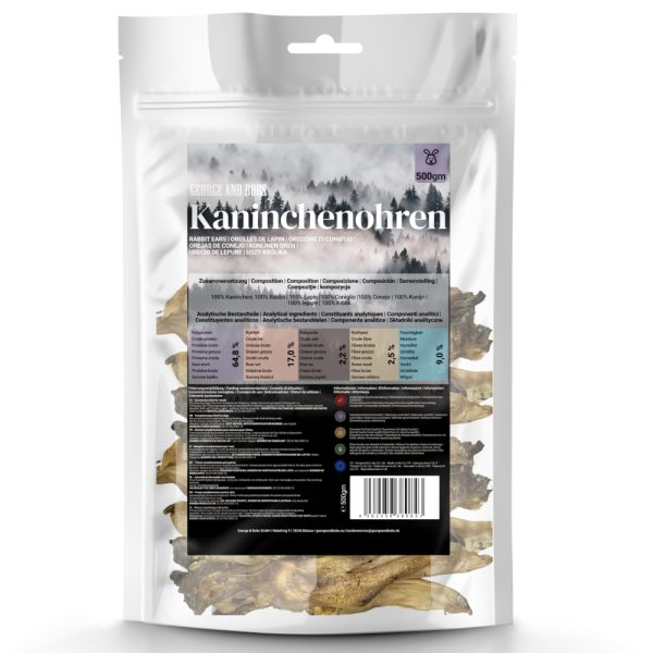 500g George & Bob's konijnenoren zonder vacht hondensnacks