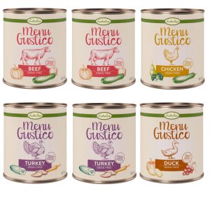 Voordeelpakket Lukullus Menu Gustico 12 x 800 g Hondenvoer - Mix: Kalkoen, Rund, Kip & Eend