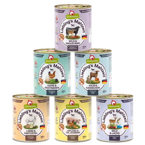 6x800g GranataPet Lievelingsmaaltijd Mix I (6 varianten) Hondenvoer