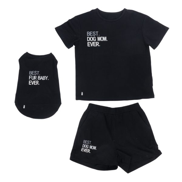 TIAKI Pet & Ouder pyjama in partnerlook - Pyjama voor hondenouders maat S + bijpassend hondenshirt ruglengte 40 cm